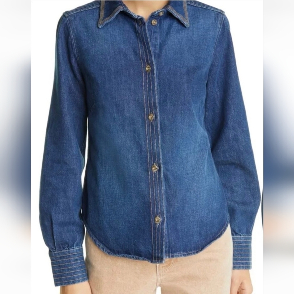 FRAME trapundo Long Sleeve Button-Up denim - Picture 4 of 7
